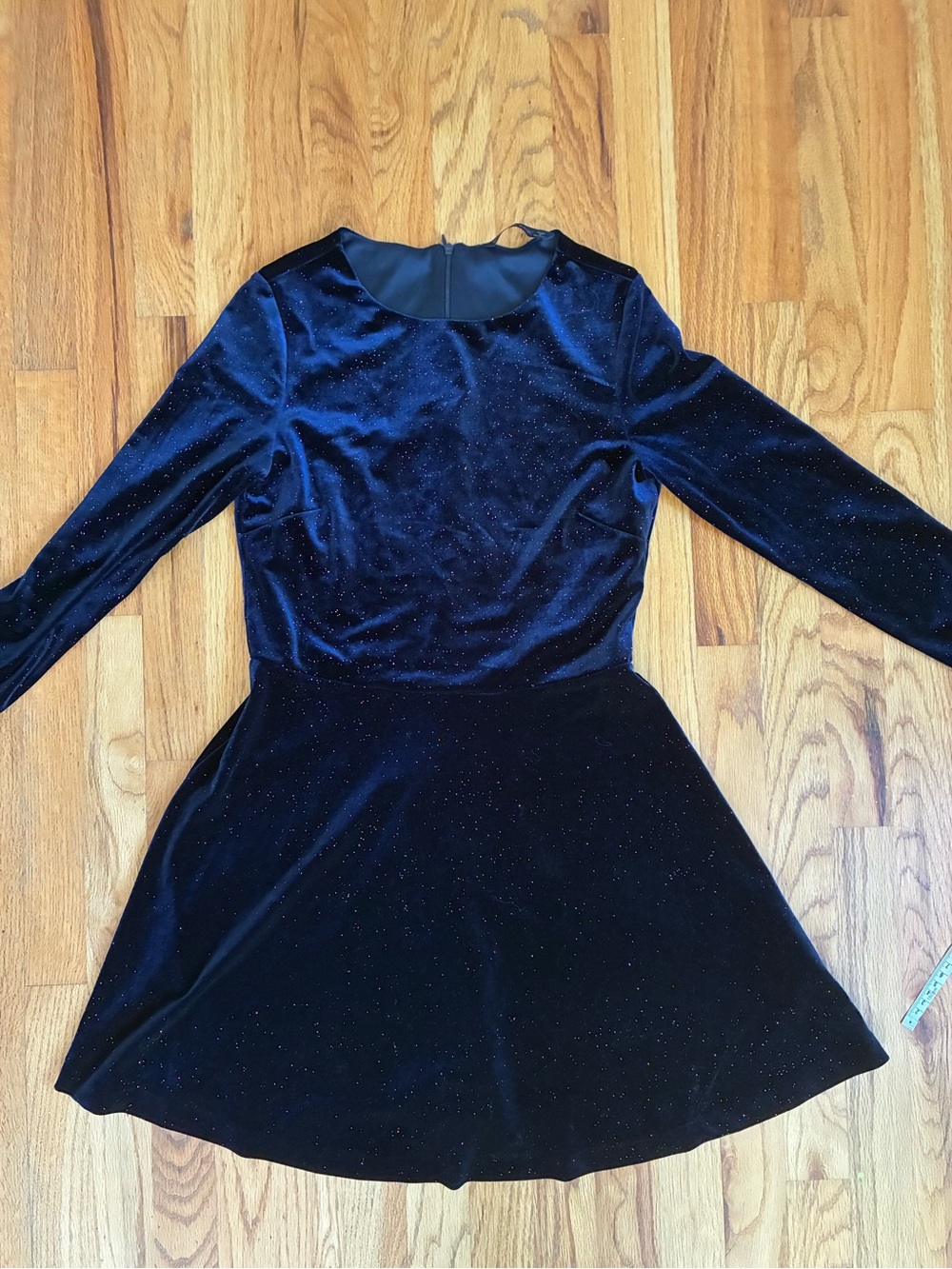 Zara Blue Velvet Sparkle Skater Dress